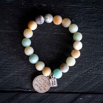 Kralen armband Aqua amazoniet met zilveren muntje