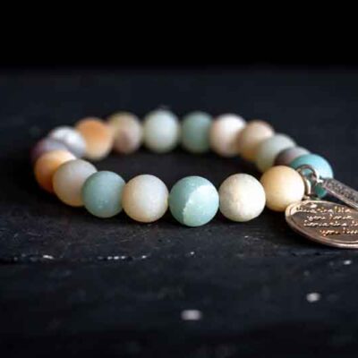 Kralen armband Aqua amazoniet met zilveren muntje