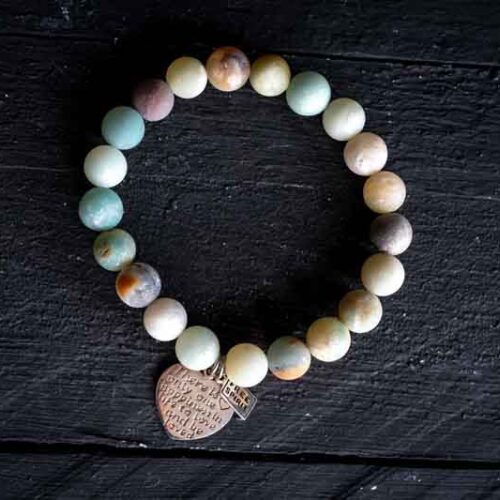 Kralen armband Aqua amazoniet met zilveren hartje