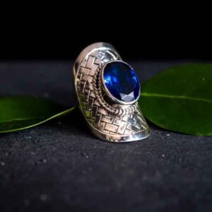 Zilveren dames ring Senang dark blue