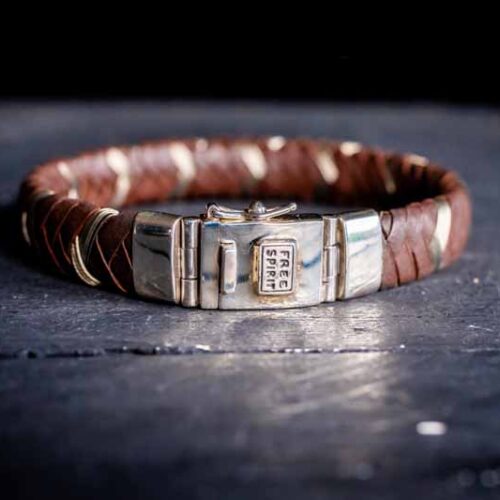 Lederen heren armband Charlie brown