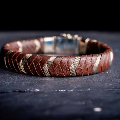 Lederen heren armband Charlie brown