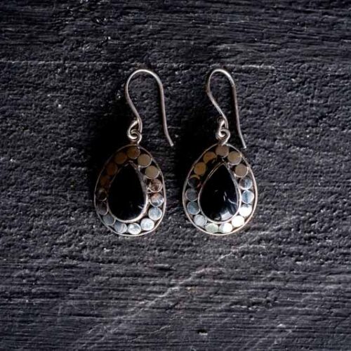 Zilveren oorbellen Loulou black