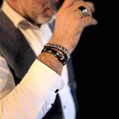 Zilveren heren ring Tony black