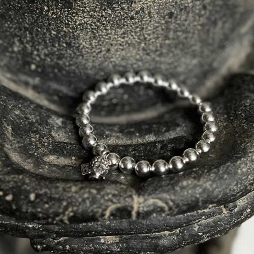 Zilveren kralen armband met zen buddha hoofdje 2