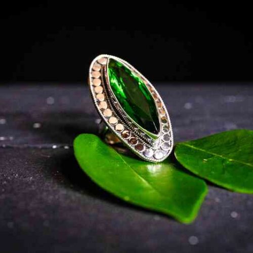 Zilveren dames ring Jade green