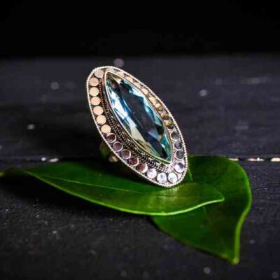 Zilveren dames ring Jade light blue