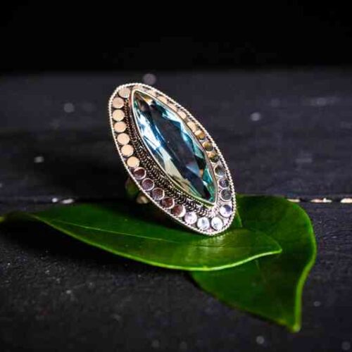 Zilveren dames ring Jade light blue