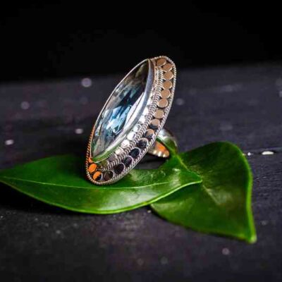 Zilveren dames ring Jade light blue