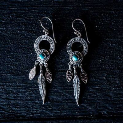 Zilveren oorbellen India blue