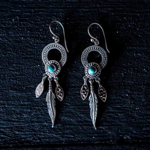 Zilveren oorbellen India blue