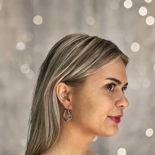 Zilveren oorbellen Sisi pink