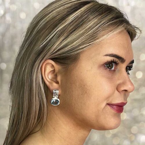 Zilveren oorbellen Cher pink