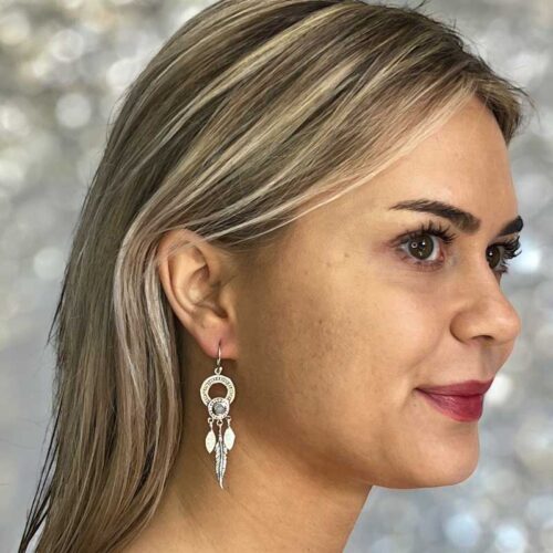 Zilveren oorbellen India white