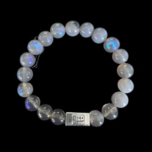 Kralen armband labradoriet met zilveren logoblokje