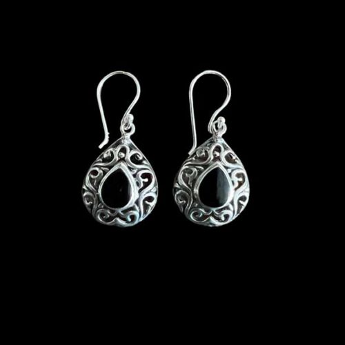 Zilveren oorbellen Chacha black