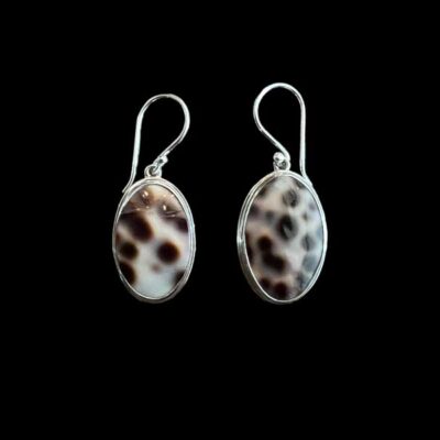 Zilveren oorbellen Leopard ovaal