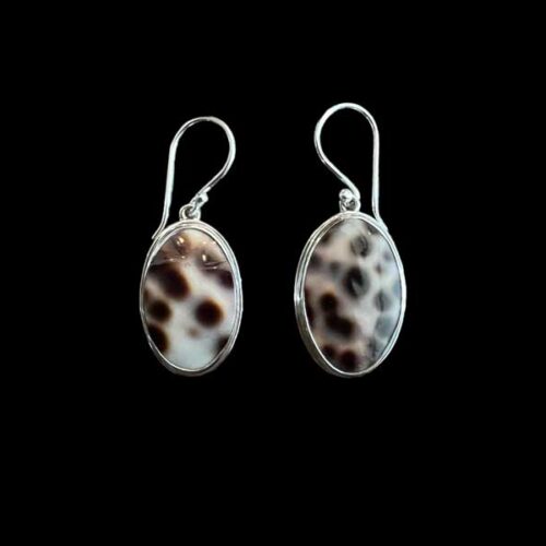 Zilveren oorbellen Leopard ovaal