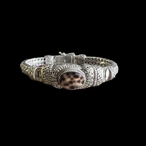 Zilveren dames armband Infinity leopard