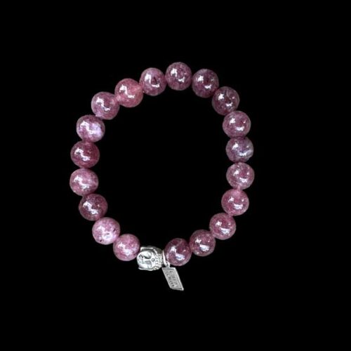 Kralen armband Lepidoliet met buddha kopje