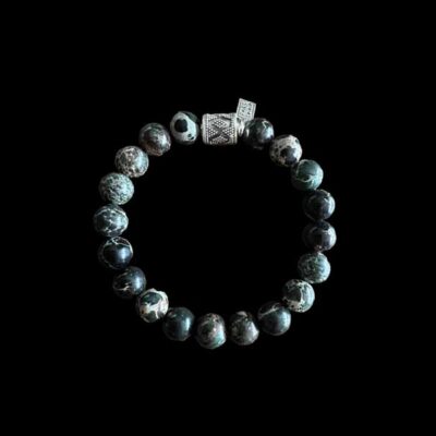 kralen armband zee sediment antraciet met print bedel