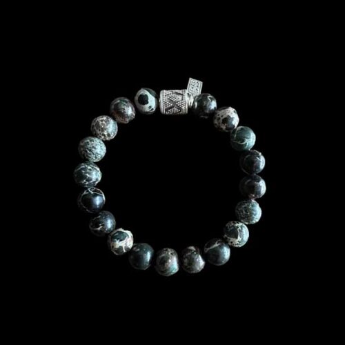 kralen armband zee sediment antraciet met print bedel