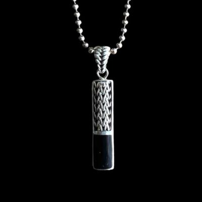 Zilveren dames en heren hanger Wish black