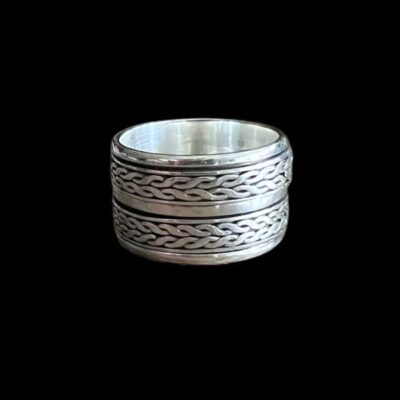 Zilveren dames en heren anti-stress ring Rudolf