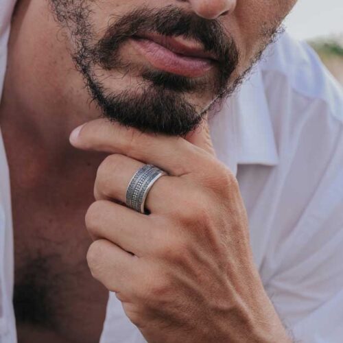 Zilveren dames en heren ring Maori