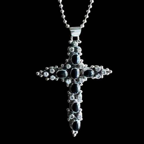 Zilveren hanger Salib black