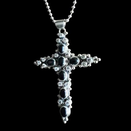 Zilveren hanger Salib black