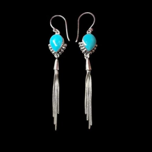 Zilveren oorbellen Dina blue