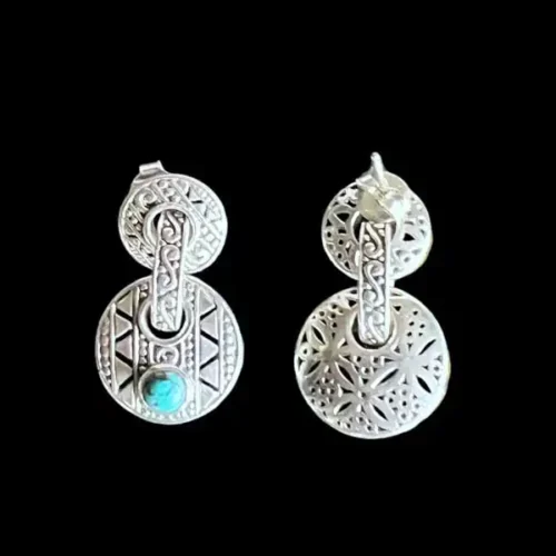 Zilveren oorbellen Batur rond