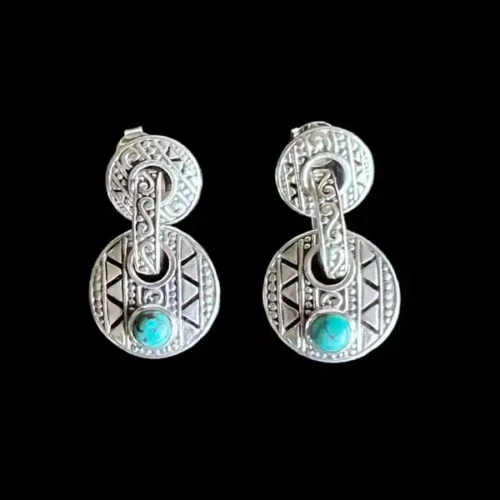 Zilveren oorbellen Batur rond