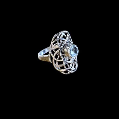 Zilveren dames ring Woven light blue