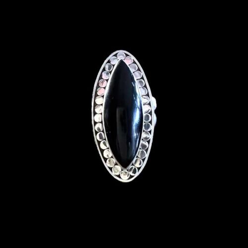 Zilveren dames ring Jade black