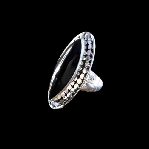 Zilveren dames ring Jade black