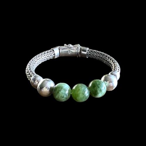 Zilveren dames en heren armband Angel jade