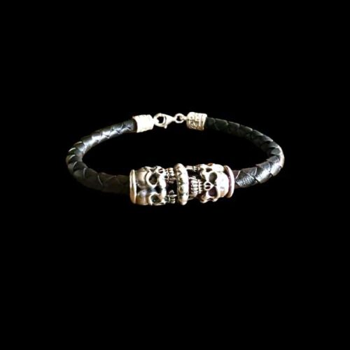 Lederen armband Skull