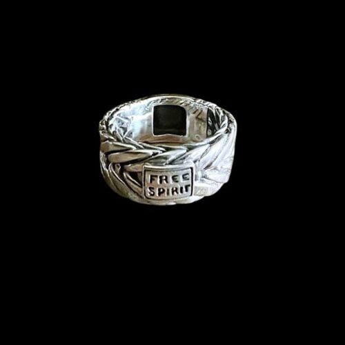 Zilveren dames en heren ring Pride black
