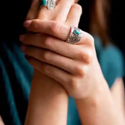 Zilveren dames ring Batur round