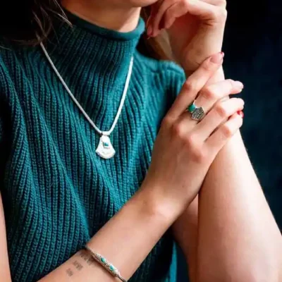 Zilveren dames ring Batur square
