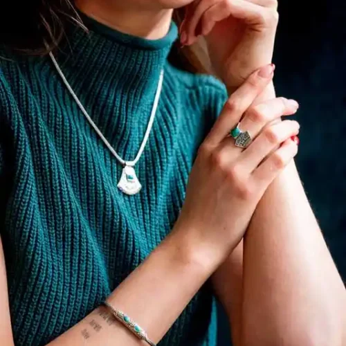 Zilveren dames ring Batur square