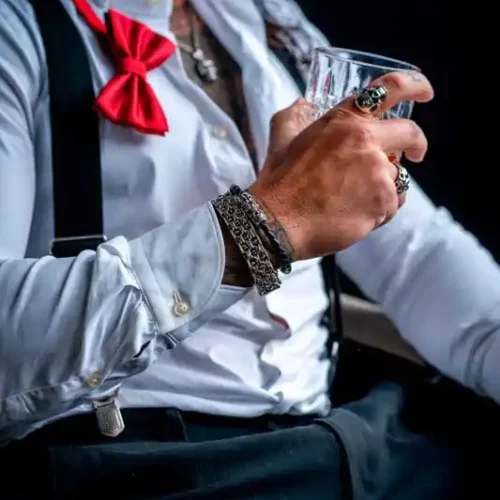 Lederen armband Skull