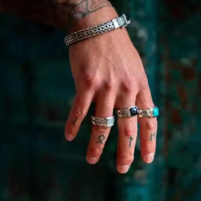 Zilveren dames en heren ring Pride Blue
