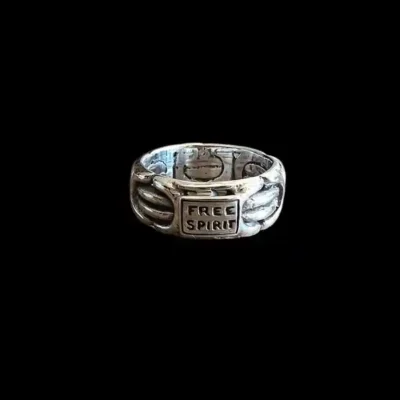 Zilveren dames en heren ring Believe