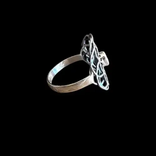 Zilveren dames ring Woven brown