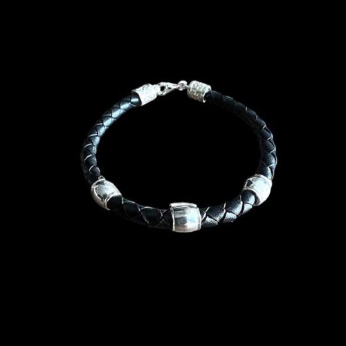 Lederen dames en heren armband Loïs black