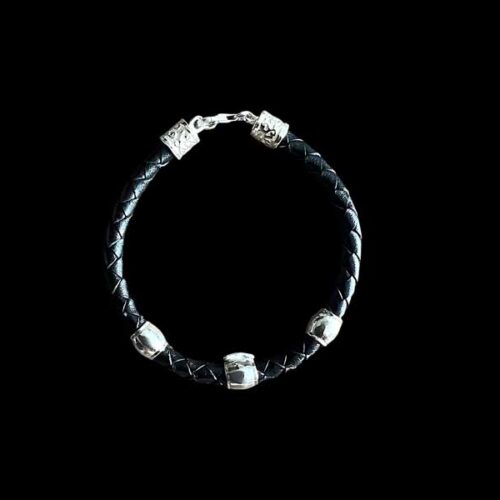 Lederen dames en heren armband Loïs black