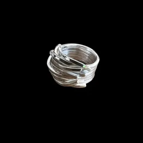 Zilveren dames ring Bamboo big